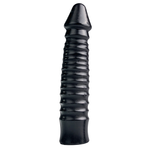 Grote Dildo Met Geribbelde Schacht - Zwart - bedplezier.nl