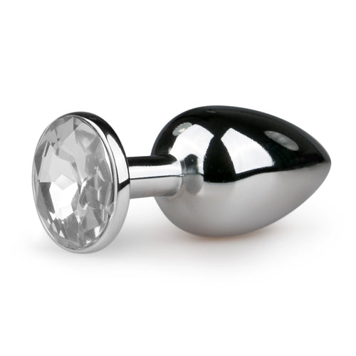 Metalen buttplug met transparante diamant - bedplezier.nl