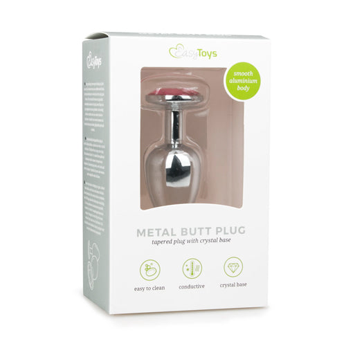 Metalen buttplug met roze steen - bedplezier.nl