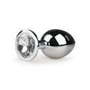 Metalen buttplug met transparante diamant - zilverkleurig - bedplezier.nl