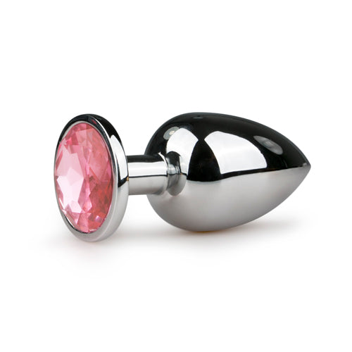 Metalen buttplug met roze steen - bedplezier.nl