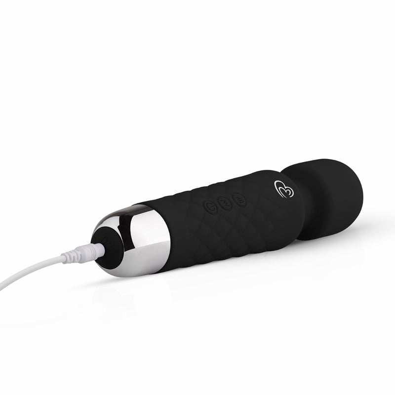 EasyToys Mini Wand Vibrator - Zwart - bedplezier.nl