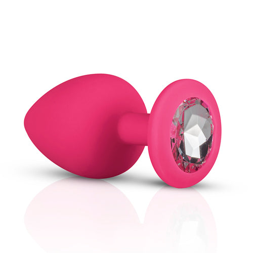 Siliconen Buttplug Met Diamant - Roze - bedplezier.nl