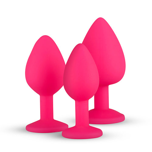 Siliconen Buttplug Met Diamant - Roze - bedplezier.nl