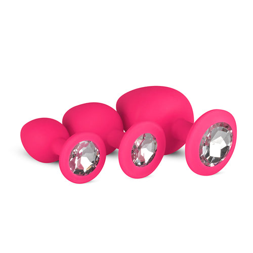 Siliconen Buttplug Met Diamant - Roze - bedplezier.nl